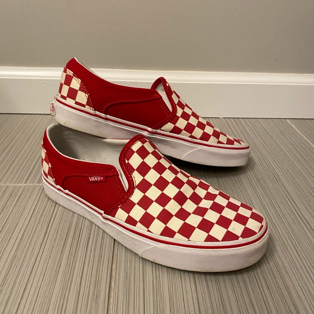 Red Checkered Slip on Asher Vans Women's size 8.5